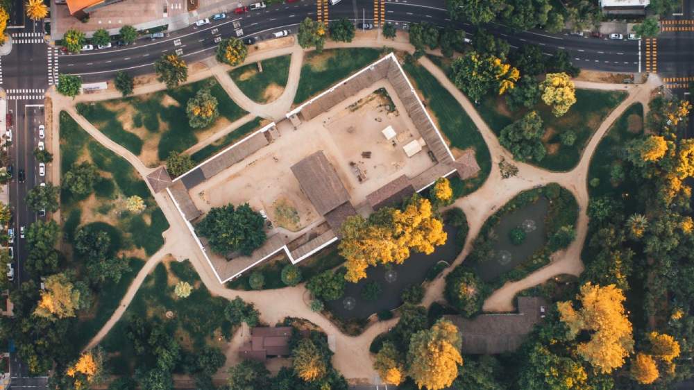 Aerial photo of Sutters Fort