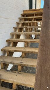 Wooden stairs up to the Central Building