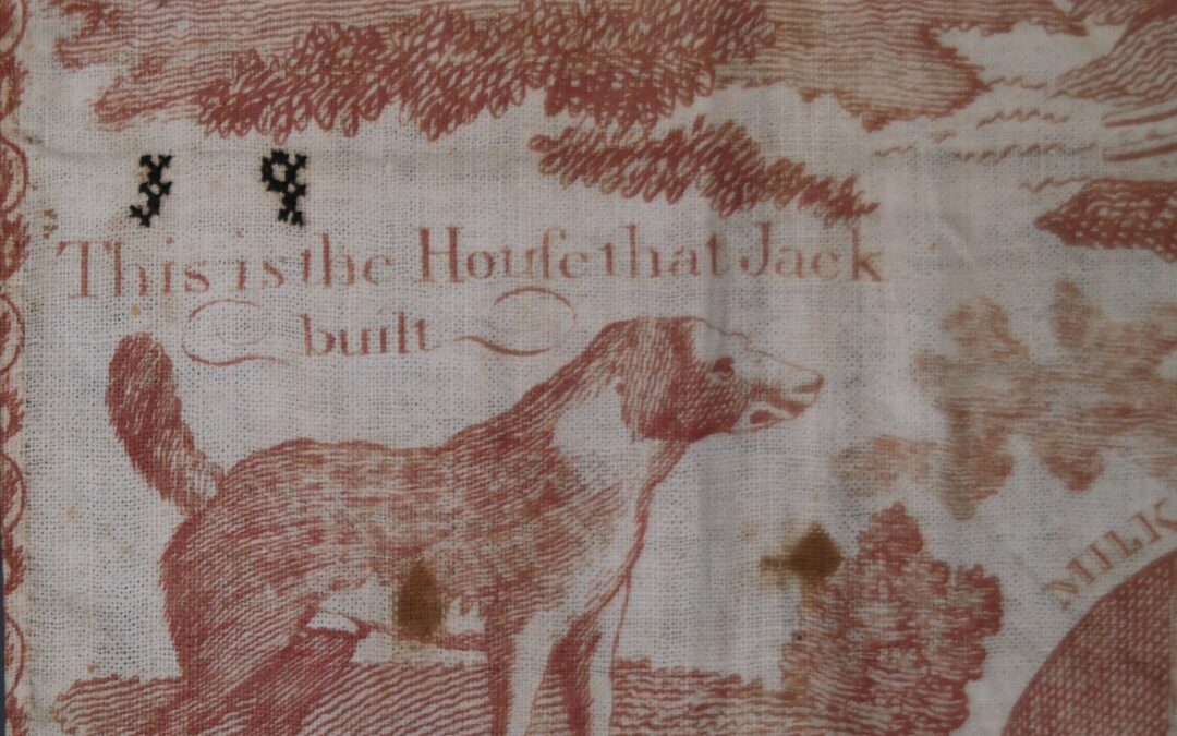 Decorative handkerchief donated to Sutter’s Fort by Harriet Hoyt in 1932